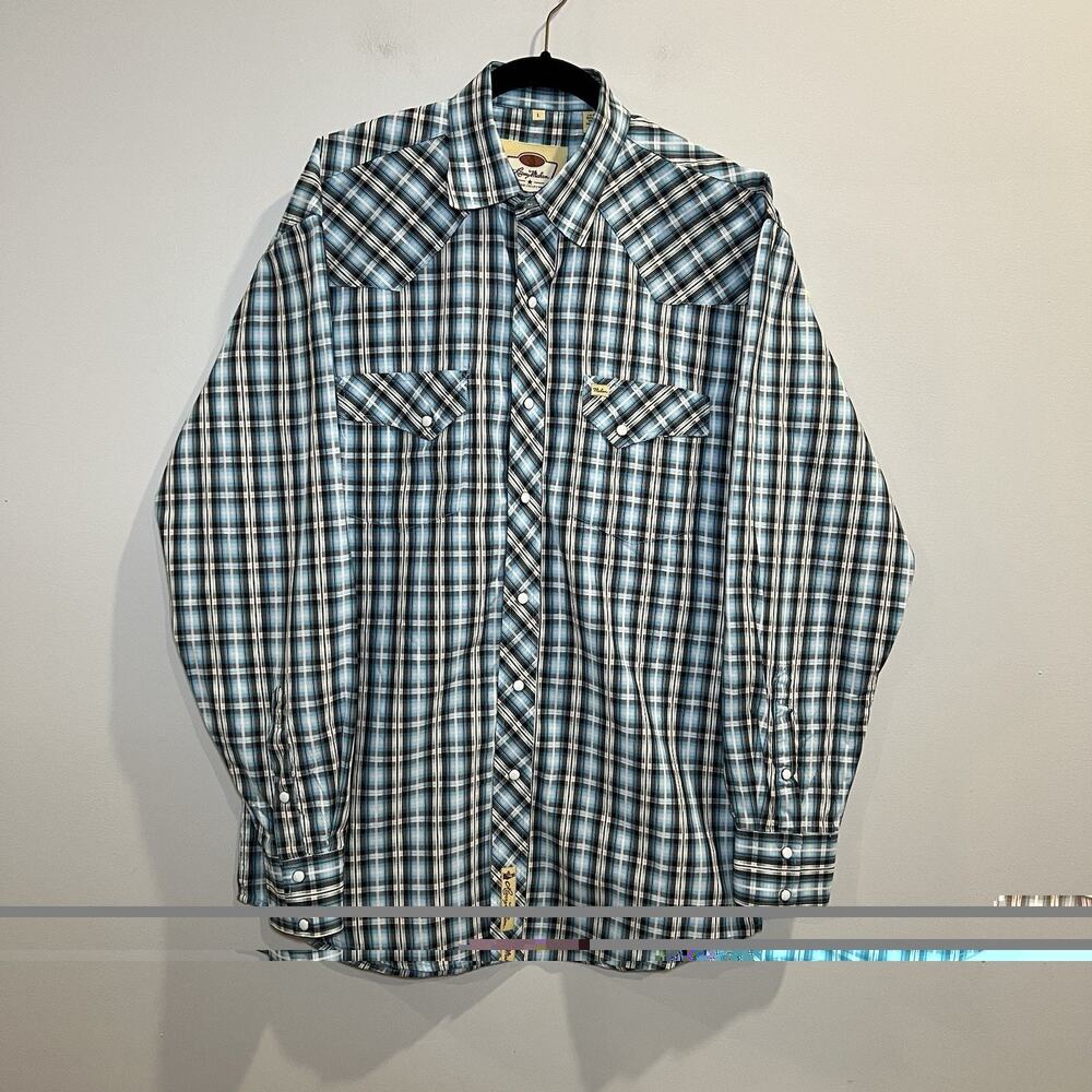 Larry Mahan Long Sleeve Pearl Snap Men’s Shirt Size Large Plaid Multicolor